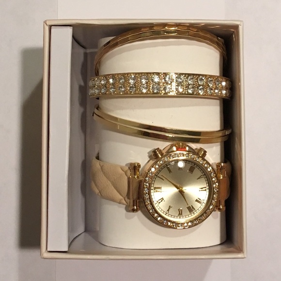 Gold Colored Watch with Jewels - Picture 5 of 6